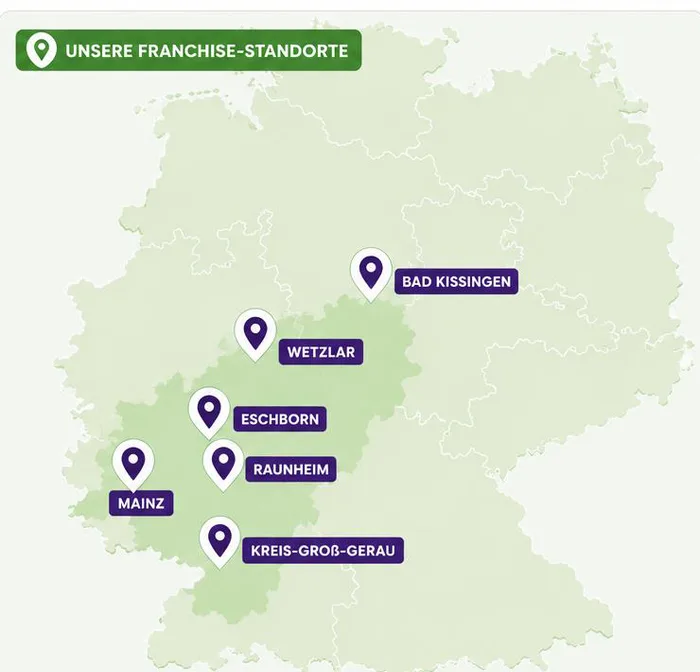 Karte der Schutzengelbetreuung-Franchise-Standorte